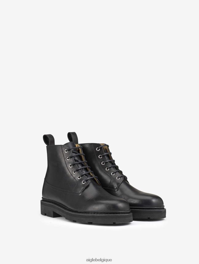 Aigle bottes la desert boot en cuir cousu norvégien noir Hommes HV42L2306