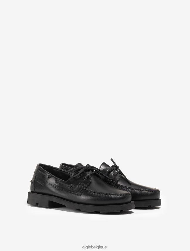 Aigle chaussures chaussures bateau en cuir sur notre semelle extérieure emblématique et intemporelle noir Hommes HV42L2322