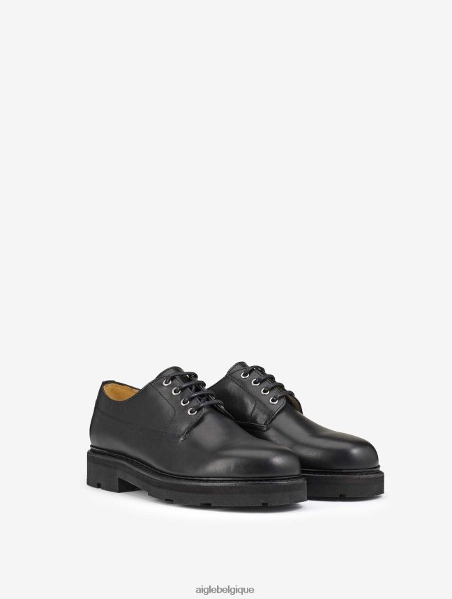 Aigle chaussures la derby en cuir cousu norvégien noir Hommes HV42L2305