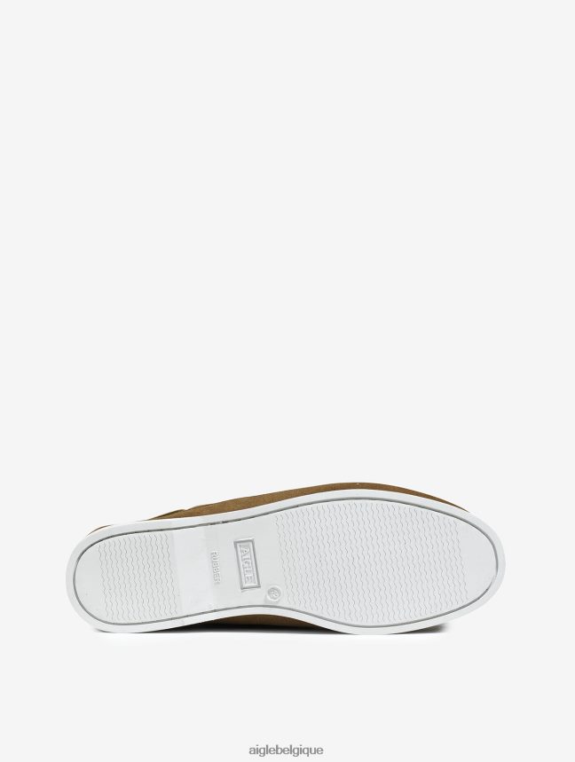 Aigle chaussures mocassin classique en cuir nubuck brun doré Hommes HV42L2317