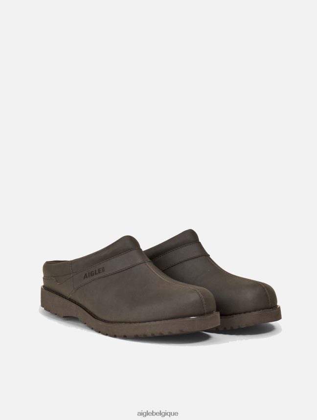Aigle chaussures sabot en cuir ultra léger marron foncé Hommes HV42L2314