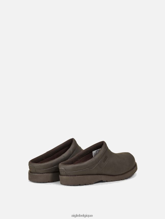 Aigle chaussures sabot en cuir ultra léger marron foncé Hommes HV42L2314