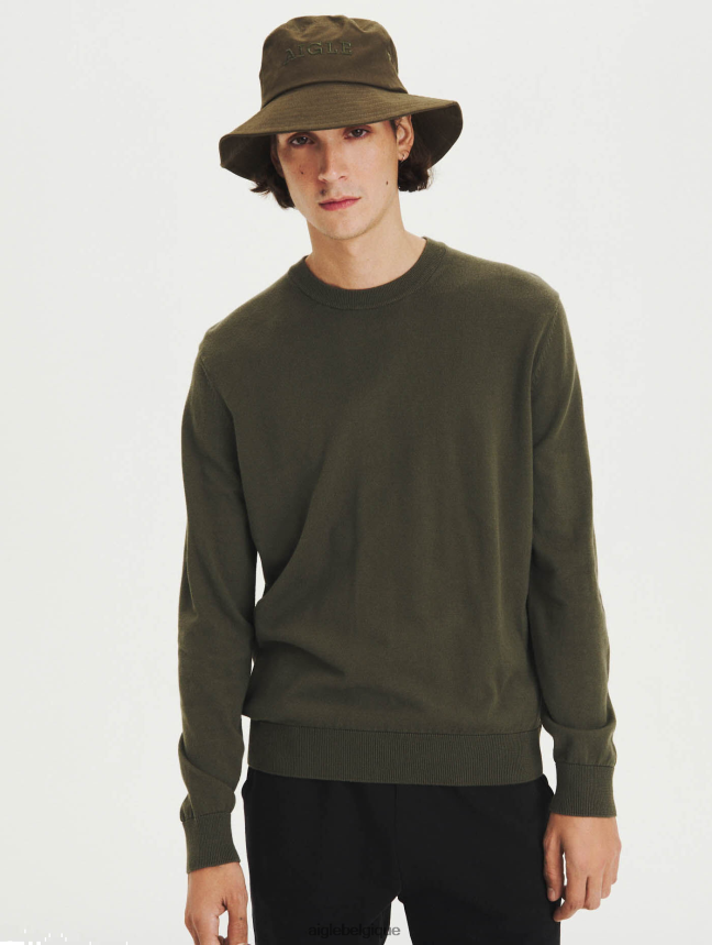 Aigle vêtements pull à col rond en coton biologique avocat Hommes HV42L291