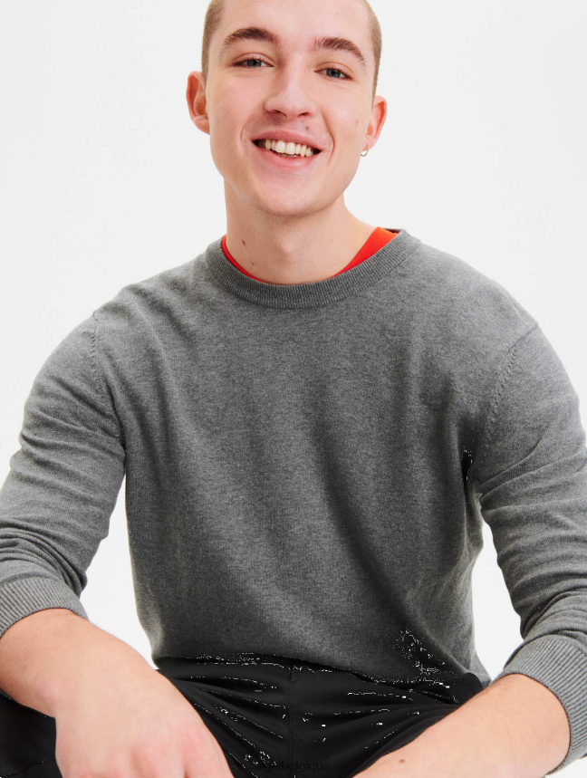 Aigle vêtements pull à col rond en coton biologique gris chiné Hommes HV42L234