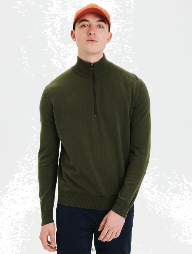 Aigle vêtements pull zippé à col ouvert en coton biologique avocat Hommes HV42L275