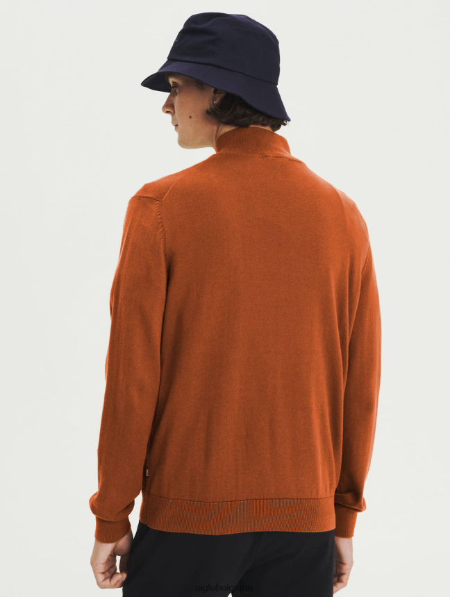 Aigle vêtements pull zippé à col ouvert en coton biologique brun doré Hommes HV42L2147