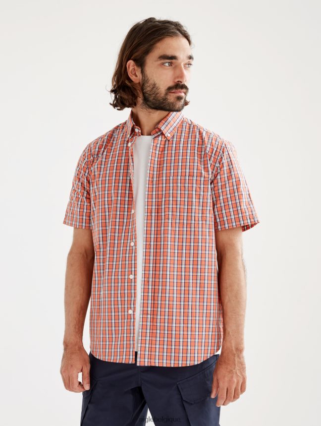 Aigle vêtements chemise à carreaux à manches courtes abricot ch Hommes HV42L2101