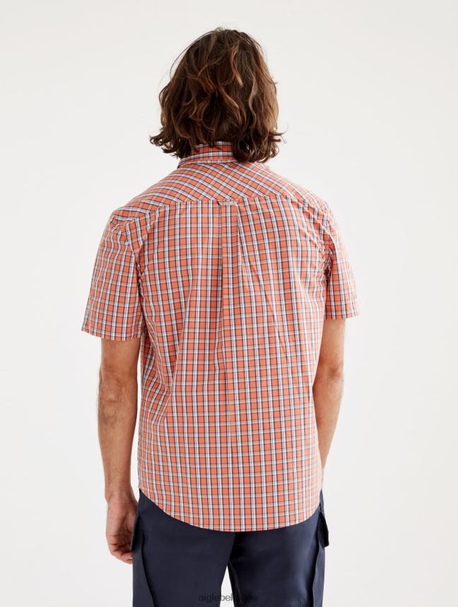 Aigle vêtements chemise à carreaux à manches courtes abricot ch Hommes HV42L2101