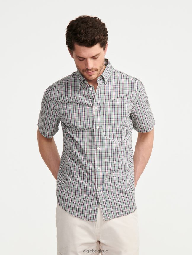Aigle vêtements chemise à carreaux à manches courtes réséda ch Hommes HV42L299