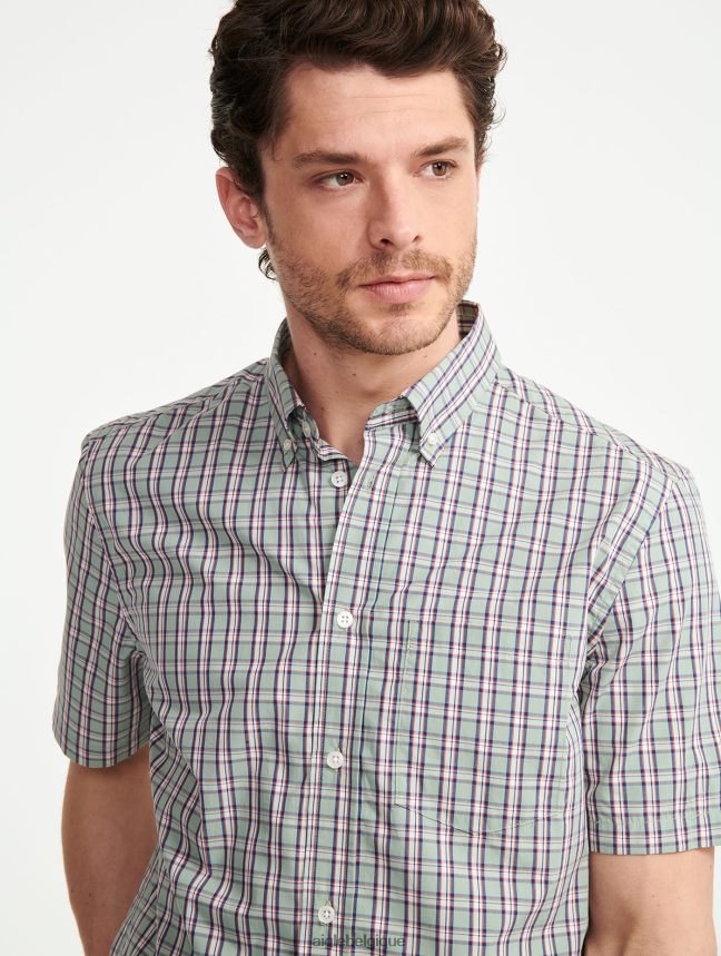 Aigle vêtements chemise à carreaux à manches courtes réséda ch Hommes HV42L299