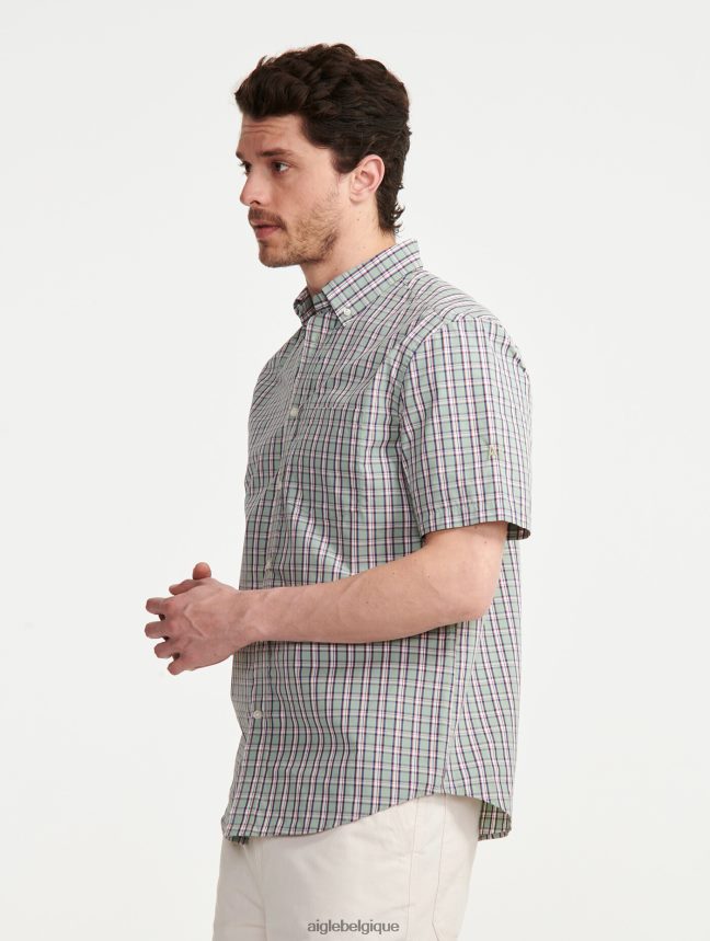 Aigle vêtements chemise à carreaux à manches courtes réséda ch Hommes HV42L299