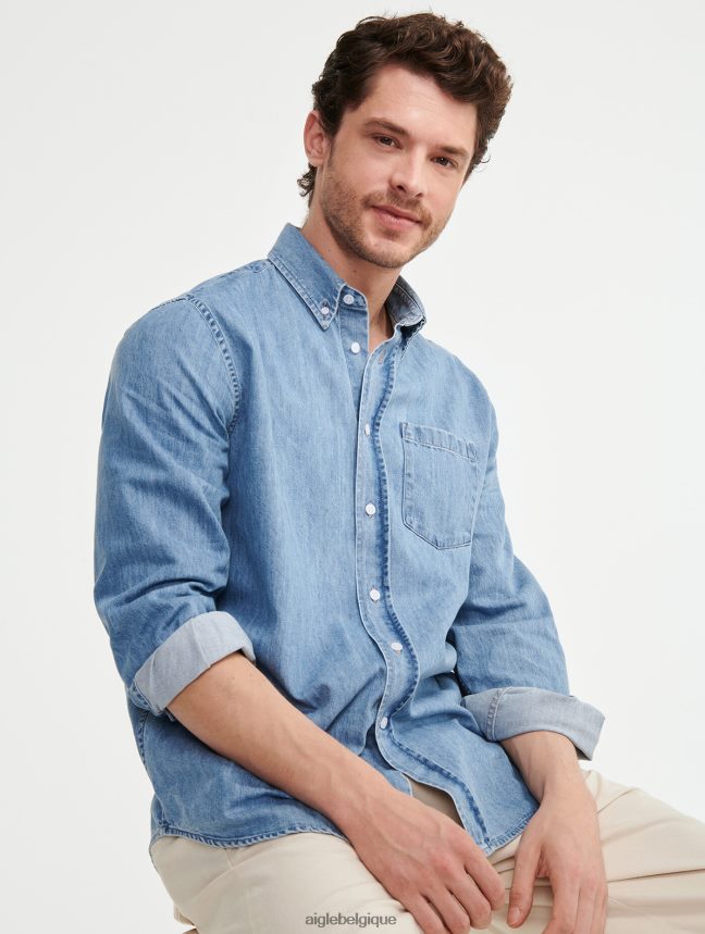 Aigle vêtements chemise en jean à manches longues eau de Javel légère Hommes HV42L227