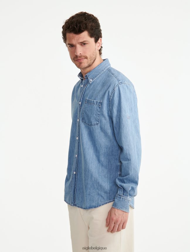 Aigle vêtements chemise en jean à manches longues eau de Javel légère Hommes HV42L227