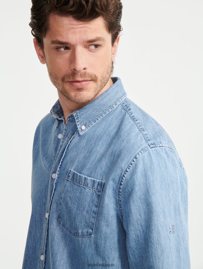 Aigle vêtements chemise en jean à manches longues eau de Javel légère Hommes HV42L227