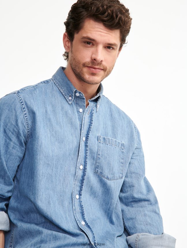 Aigle vêtements chemise en jean à manches longues eau de Javel légère Hommes HV42L227