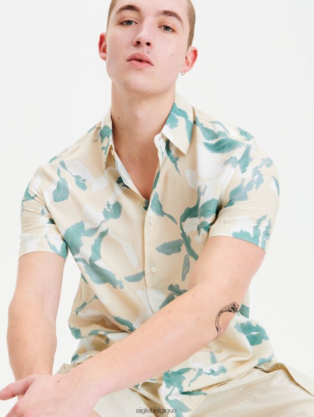 Aigle vêtements chemise à manches courtes coupe droite bisque pr Hommes HV42L267