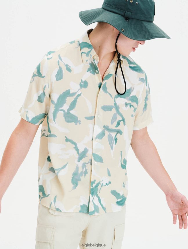 Aigle vêtements chemise à manches courtes coupe droite bisque pr Hommes HV42L267