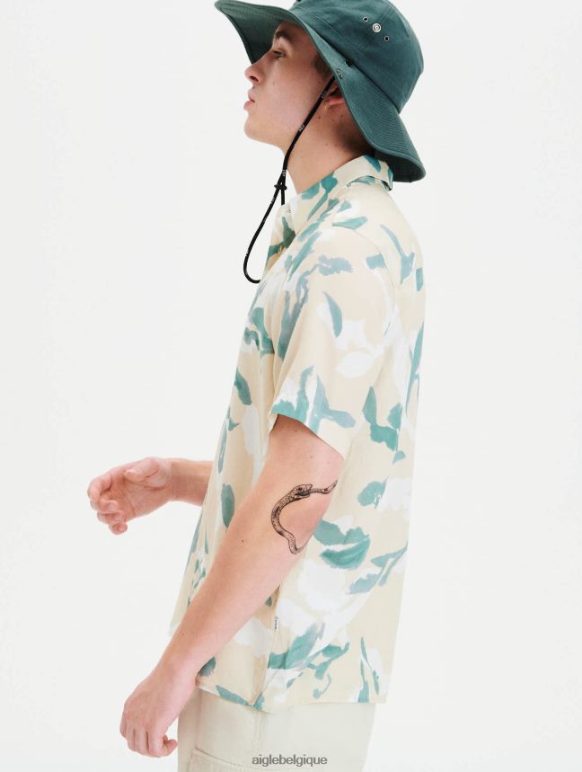 Aigle vêtements chemise à manches courtes coupe droite bisque pr Hommes HV42L267