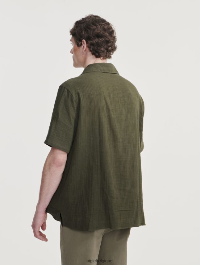 Aigle vêtements chemise à manches courtes en coton avocat Hommes HV42L221