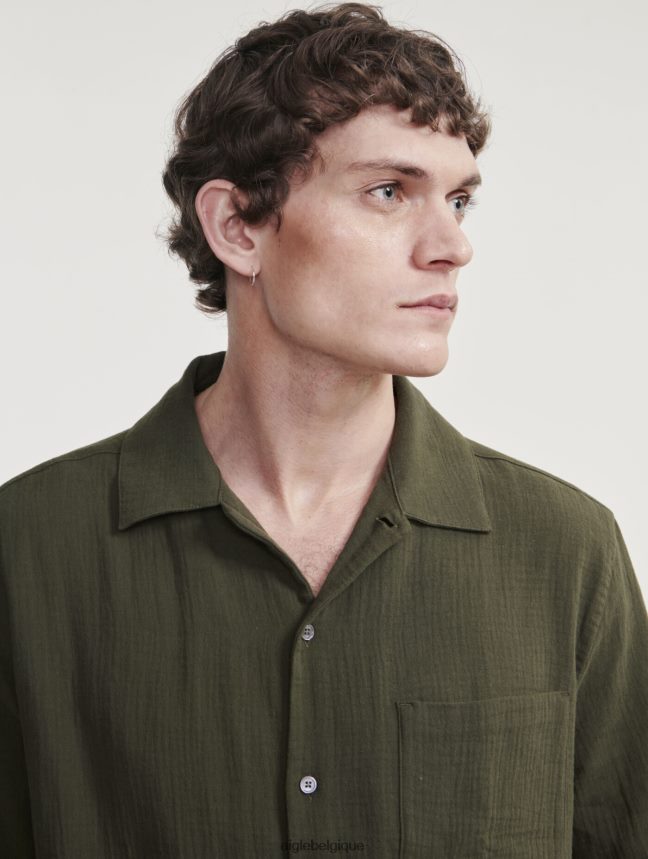 Aigle vêtements chemise à manches courtes en coton avocat Hommes HV42L221