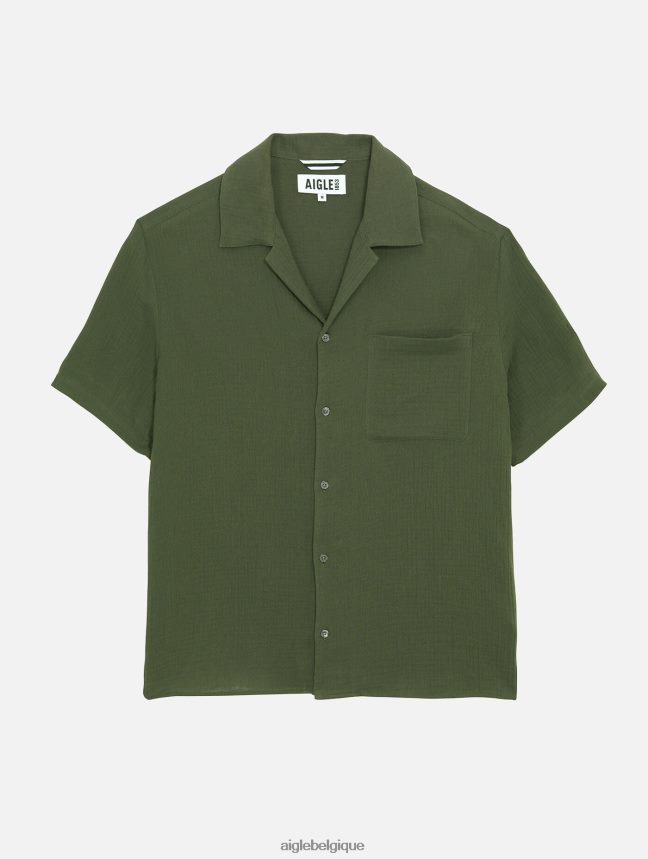 Aigle vêtements chemise à manches courtes en coton avocat Hommes HV42L221