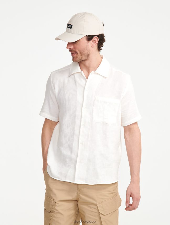 Aigle vêtements chemise à manches courtes en coton lait Hommes HV42L2153