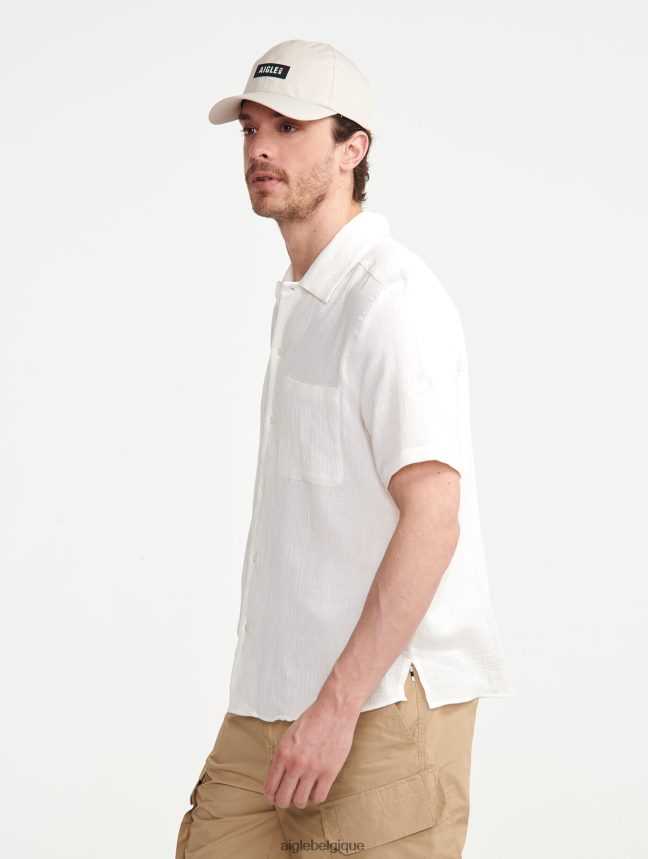 Aigle vêtements chemise à manches courtes en coton lait Hommes HV42L2153