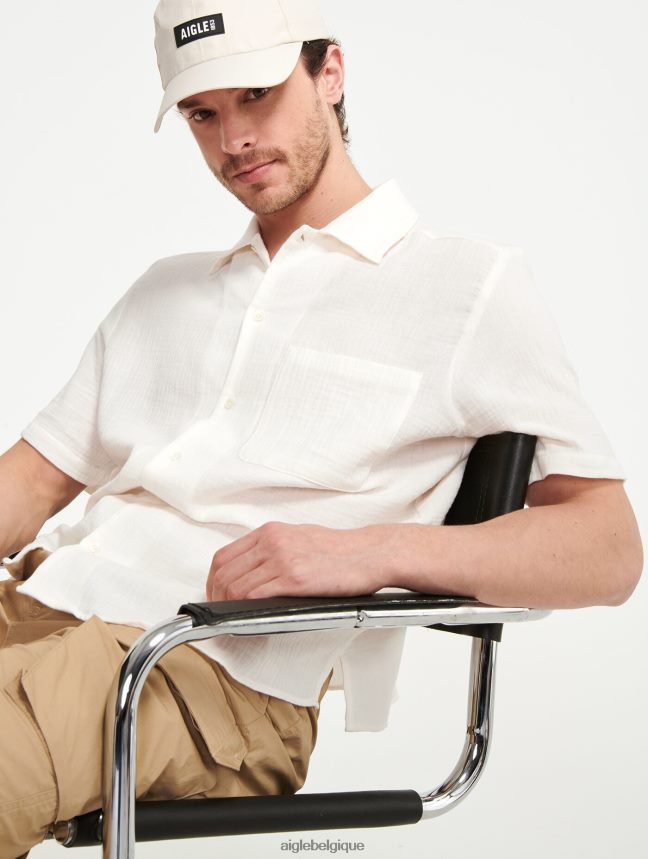 Aigle vêtements chemise à manches courtes en coton lait Hommes HV42L2153