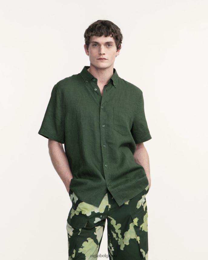 Aigle vêtements chemise à manches courtes en lin botanique Hommes HV42L255