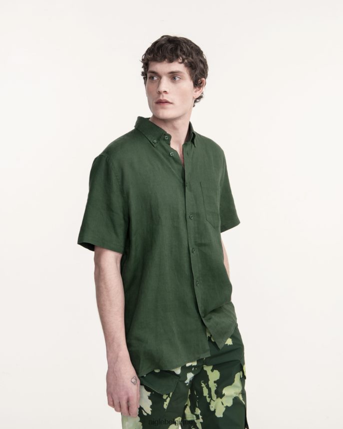 Aigle vêtements chemise à manches courtes en lin botanique Hommes HV42L255