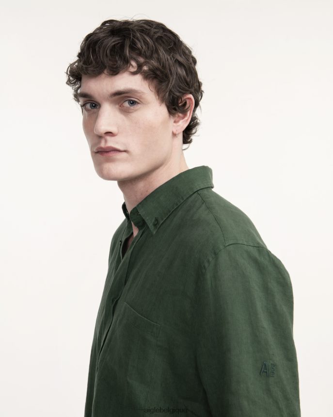 Aigle vêtements chemise à manches courtes en lin botanique Hommes HV42L255