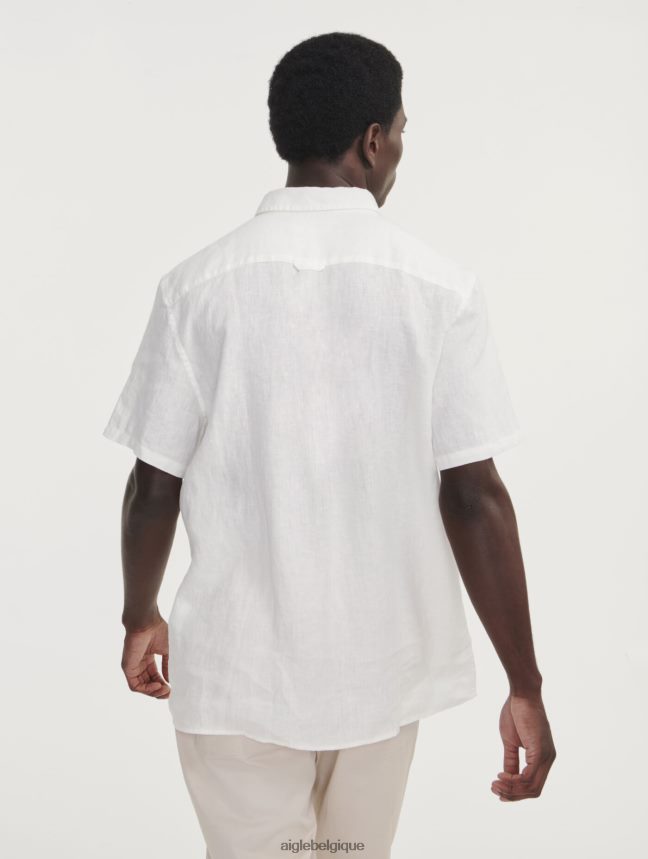 Aigle vêtements chemise à manches courtes en lin lait Hommes HV42L2145