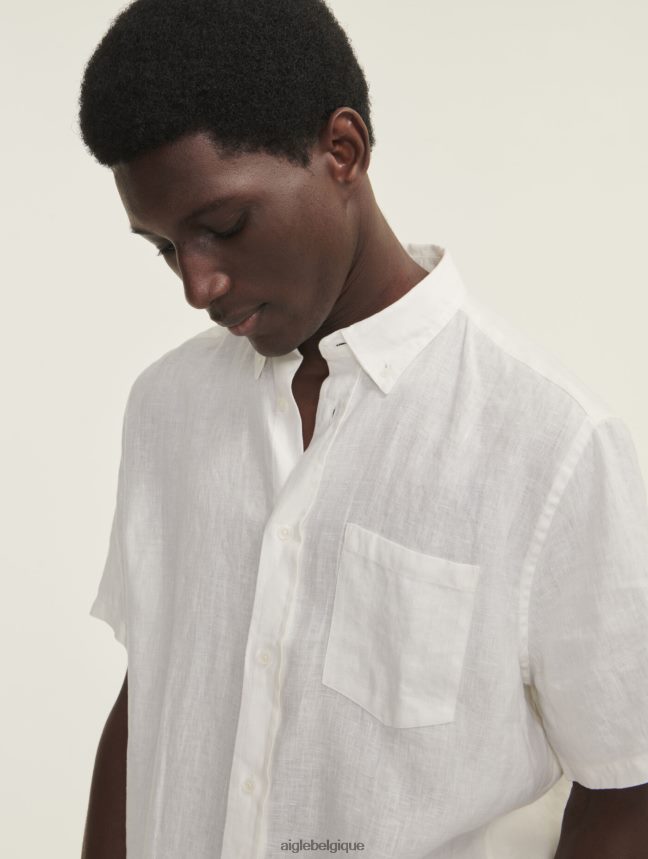 Aigle vêtements chemise à manches courtes en lin lait Hommes HV42L2145
