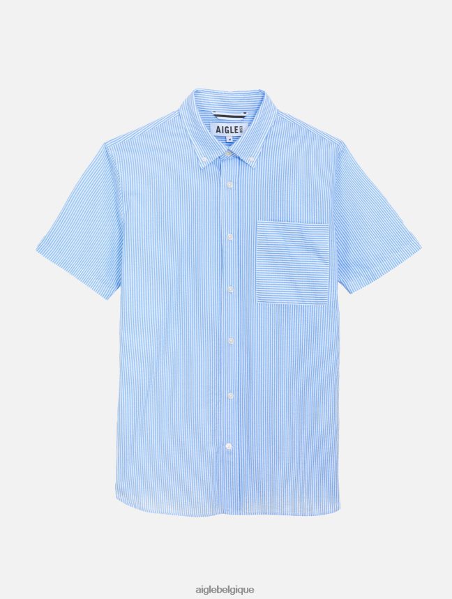 Aigle vêtements chemise à manches courtes rayée en seersucker ciel st Hommes HV42L2149