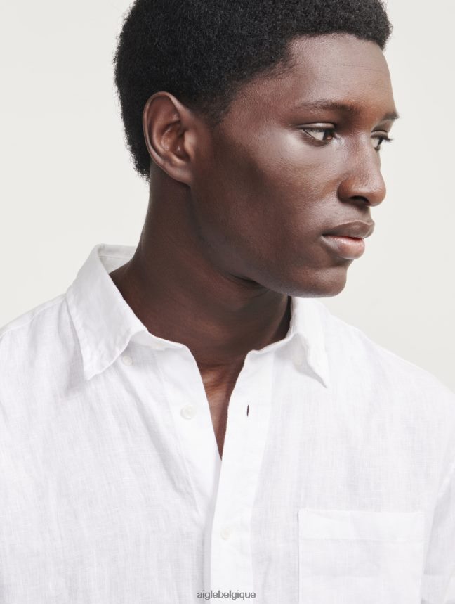Aigle vêtements chemise à manches longues en lin blanc Hommes HV42L232