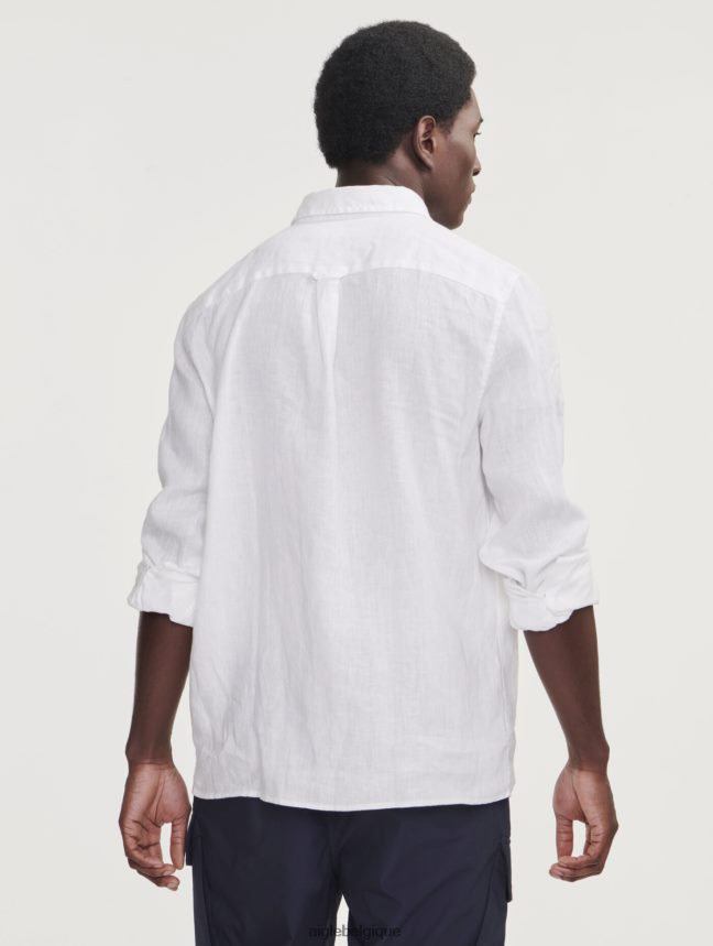 Aigle vêtements chemise à manches longues en lin blanc Hommes HV42L232