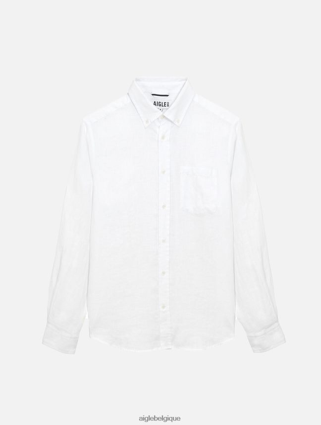Aigle vêtements chemise à manches longues en lin blanc Hommes HV42L232