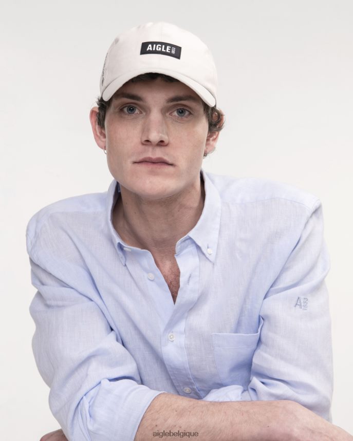 Aigle vêtements chemise à manches longues en lin bleu-ciel Hommes HV42L222