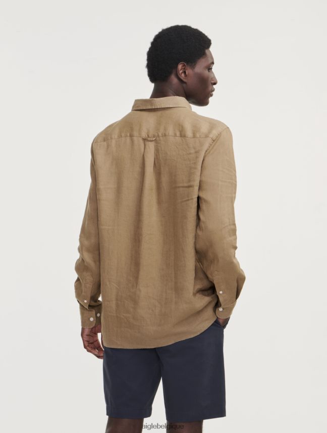 Aigle vêtements chemise à manches longues en lin cappuccino Hommes HV42L266