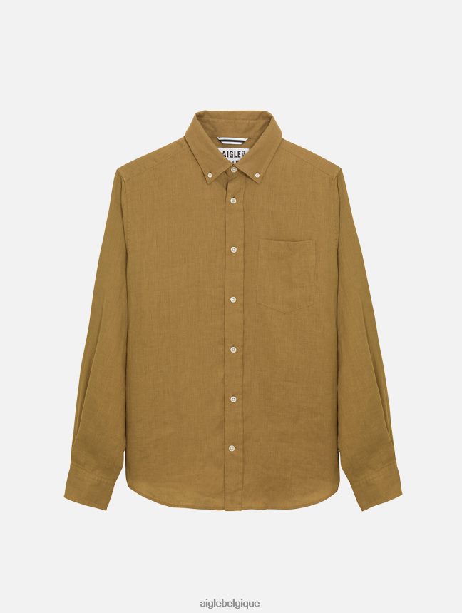 Aigle vêtements chemise à manches longues en lin cappuccino Hommes HV42L266
