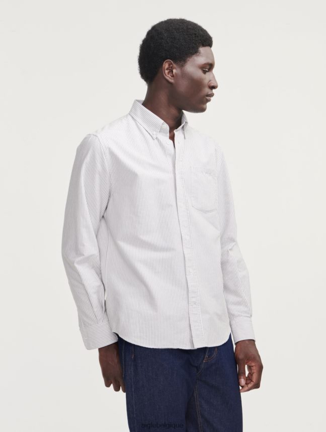 Aigle vêtements chemise oxford à manches longues et rayures rue Taillis Hommes HV42L290
