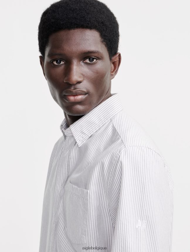 Aigle vêtements chemise oxford à manches longues et rayures rue Taillis Hommes HV42L290