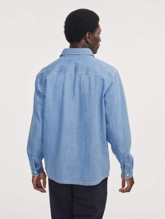 Aigle vêtements surchemise en jean à manches longues denim légèrement décoloré Hommes HV42L2112