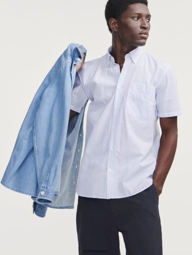 Aigle vêtements surchemise en jean à manches longues denim légèrement décoloré Hommes HV42L2112