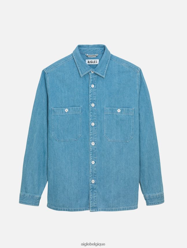 Aigle vêtements surchemise en jean à manches longues denim légèrement décoloré Hommes HV42L2112