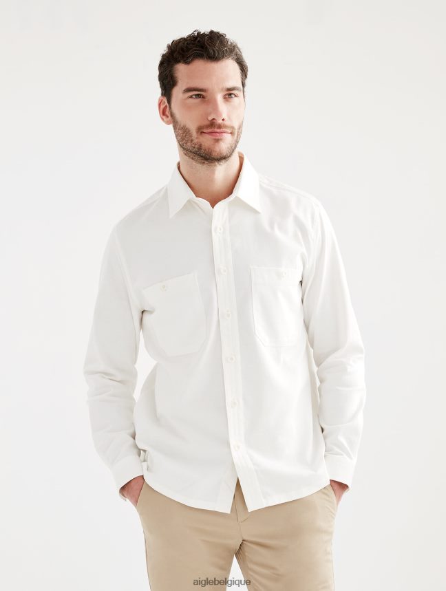 Aigle vêtements surchemise à manches longues en coton/lin lait Hommes HV42L2126