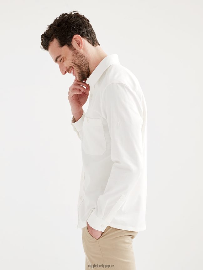 Aigle vêtements surchemise à manches longues en coton/lin lait Hommes HV42L2126