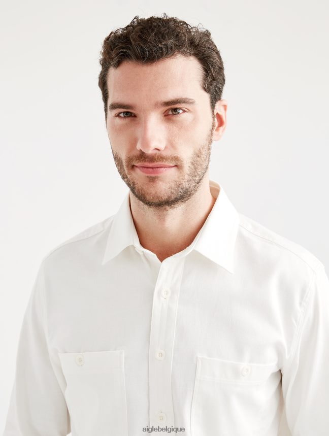 Aigle vêtements surchemise à manches longues en coton/lin lait Hommes HV42L2126