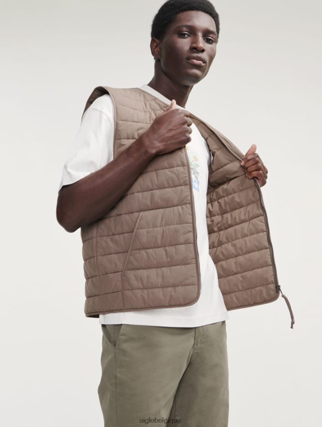 Aigle vêtements gilet court sans manches matelassé sorona dupont wr cappuccino Hommes HV42L2165