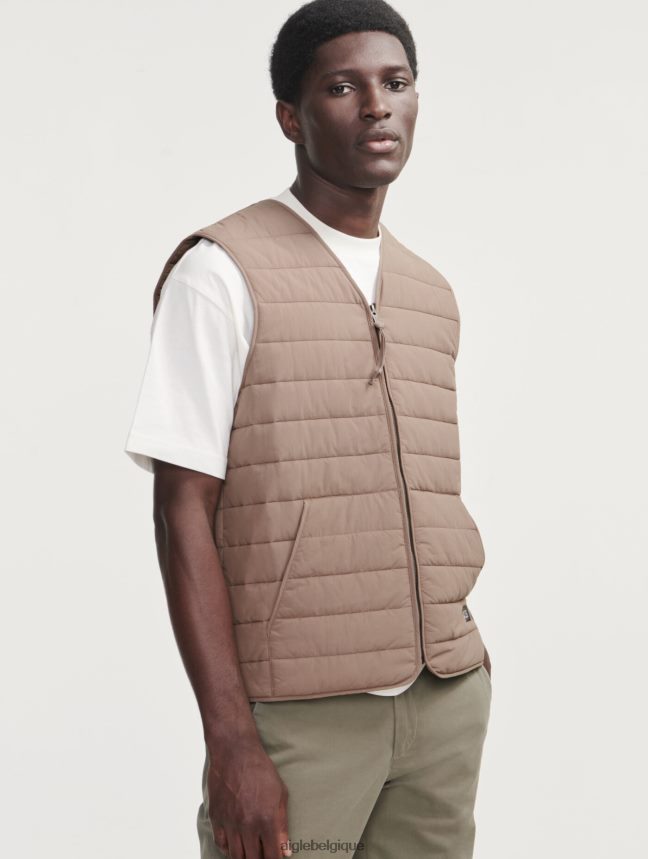 Aigle vêtements gilet court sans manches matelassé sorona dupont wr cappuccino Hommes HV42L2165